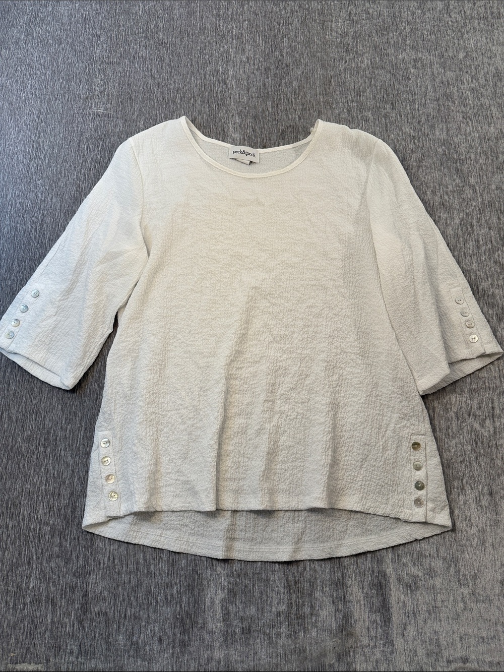 Women’s XL Peck & Peck White Textured Tunic Top 3/4 sleeve